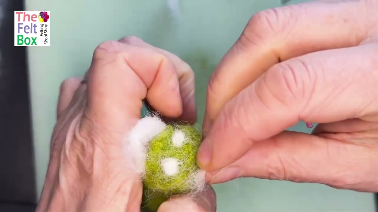 Needle Felting a Green Caterpillar with Carded NZ Wool