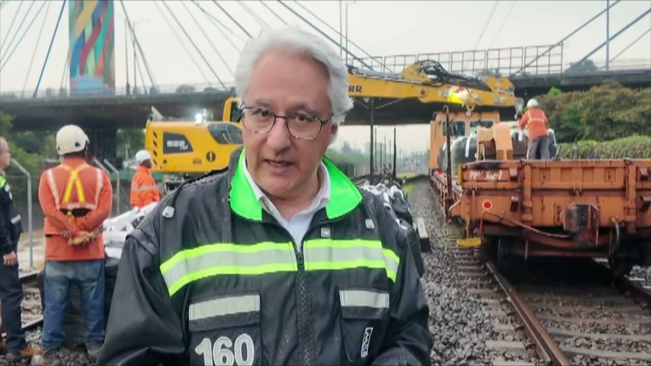 Así es el llenado de la socavación en la vía férrea del Metro de Medellín