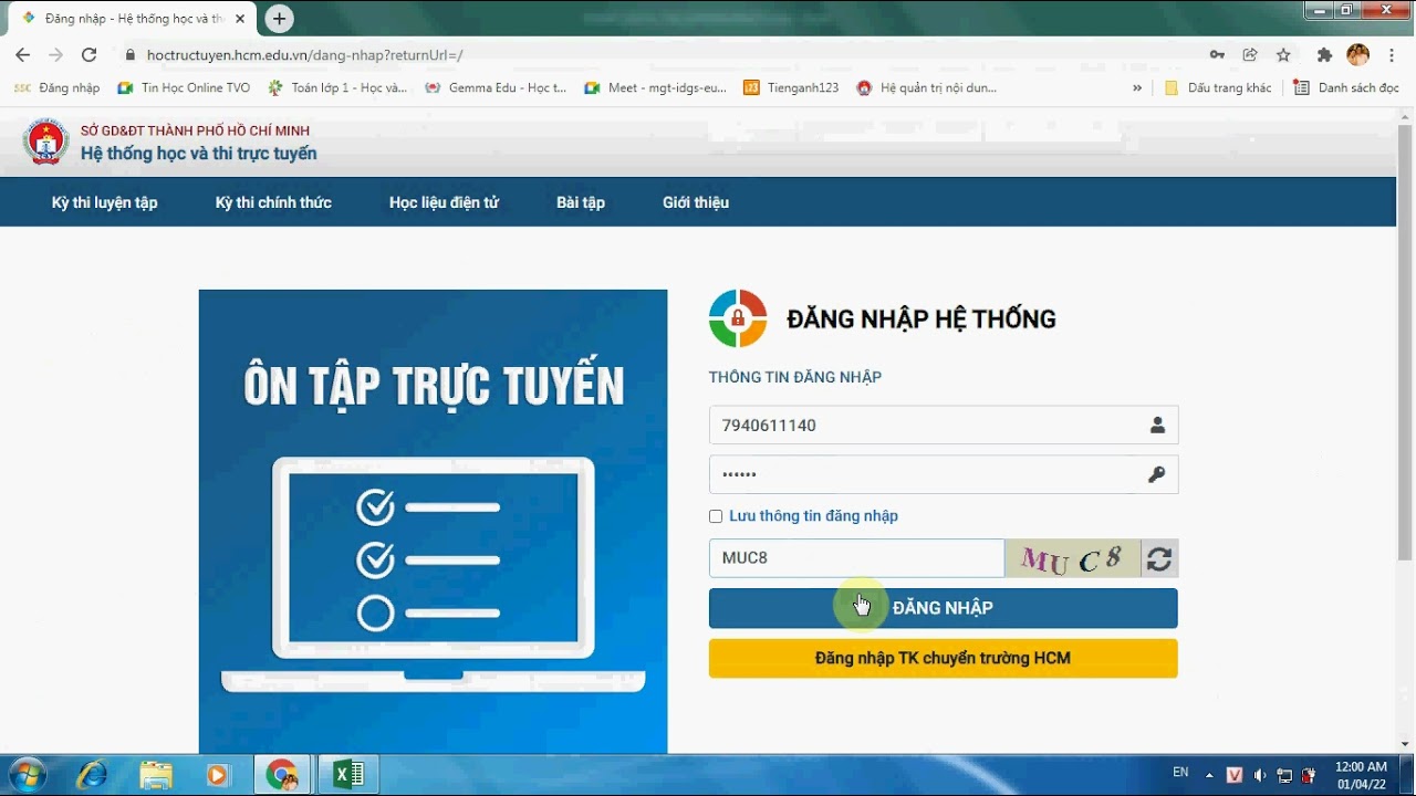 hướng dẫn đăng nhập Website HOCTRUCTUYEN.HCM.EDU.VN