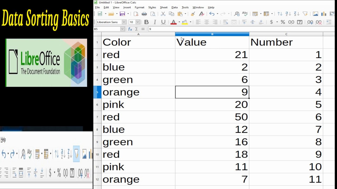 LibreOffice Calc Data Sorting Basics