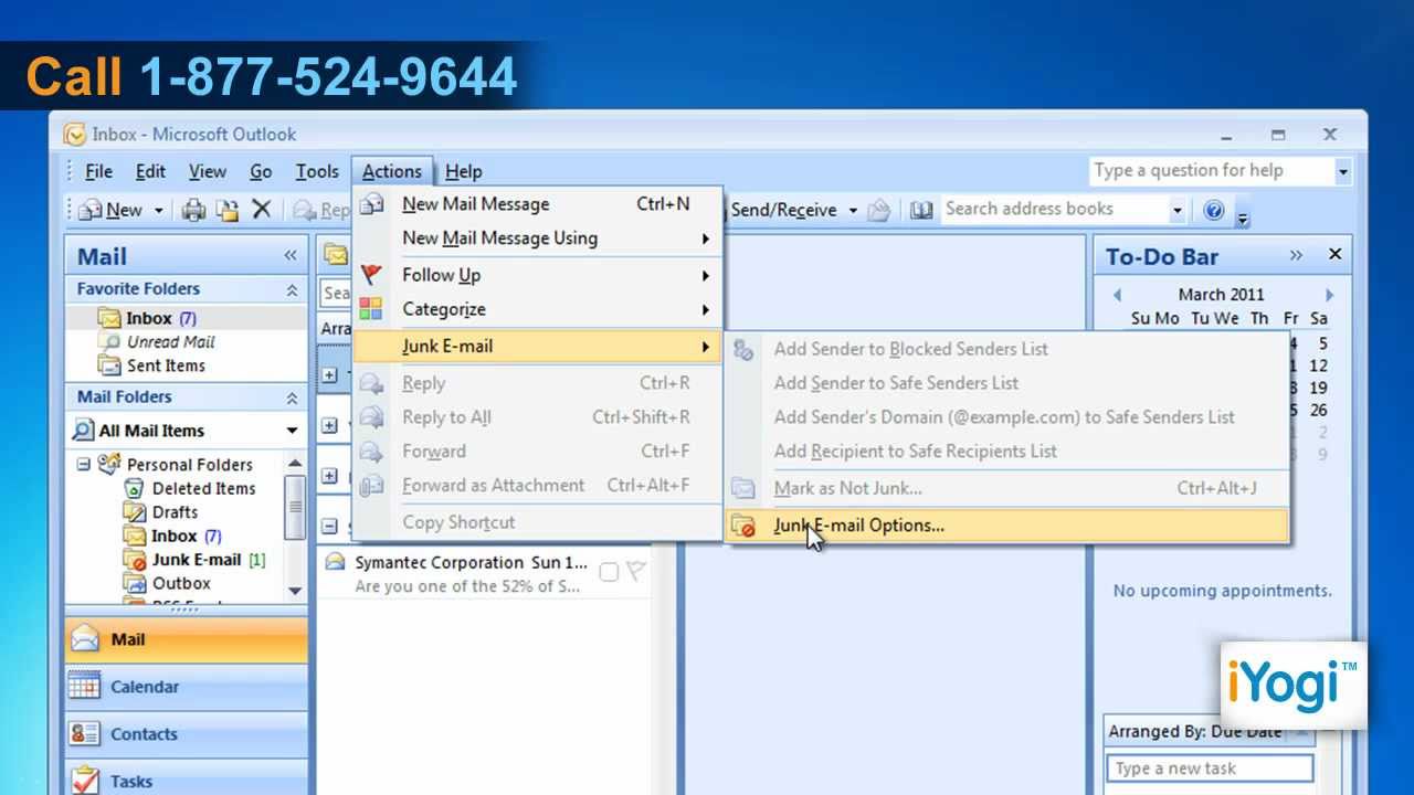 How to block an e-mail address in Outlook 2007 on Windows&reg; 7?