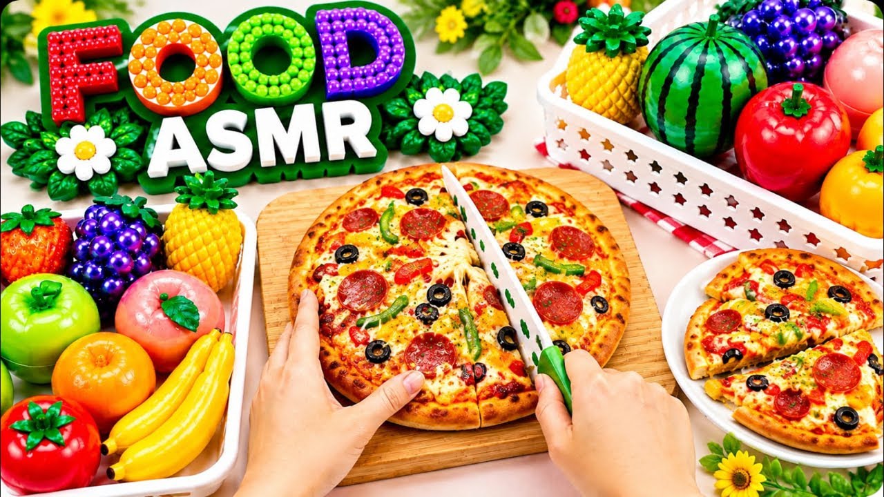 satisfying Toy Fruit Cutting ASMR with colorfu 🍎🍓🍅🍔