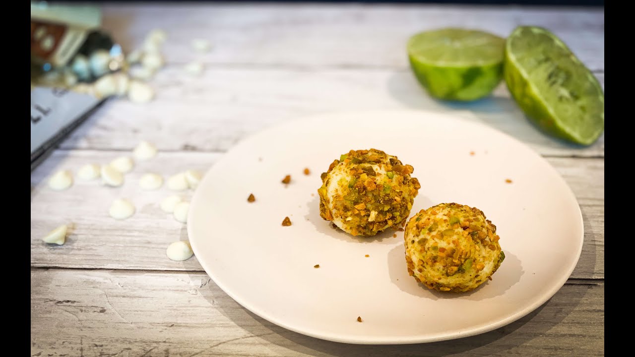 White Chocolaste Lime Truffles with Pistachios