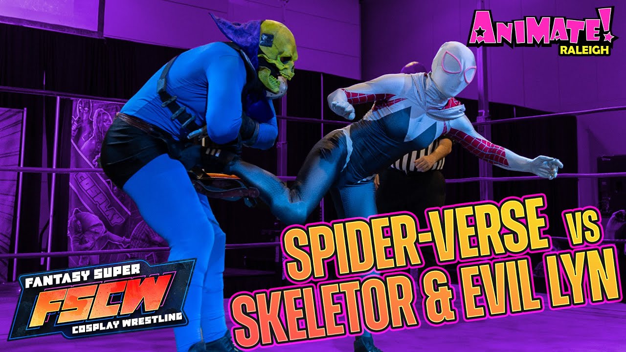 Cosplay Wrestling Mixed Tag Match! Spider-Verse Vs Skeletor & Evil Lyn - FULL MATCH