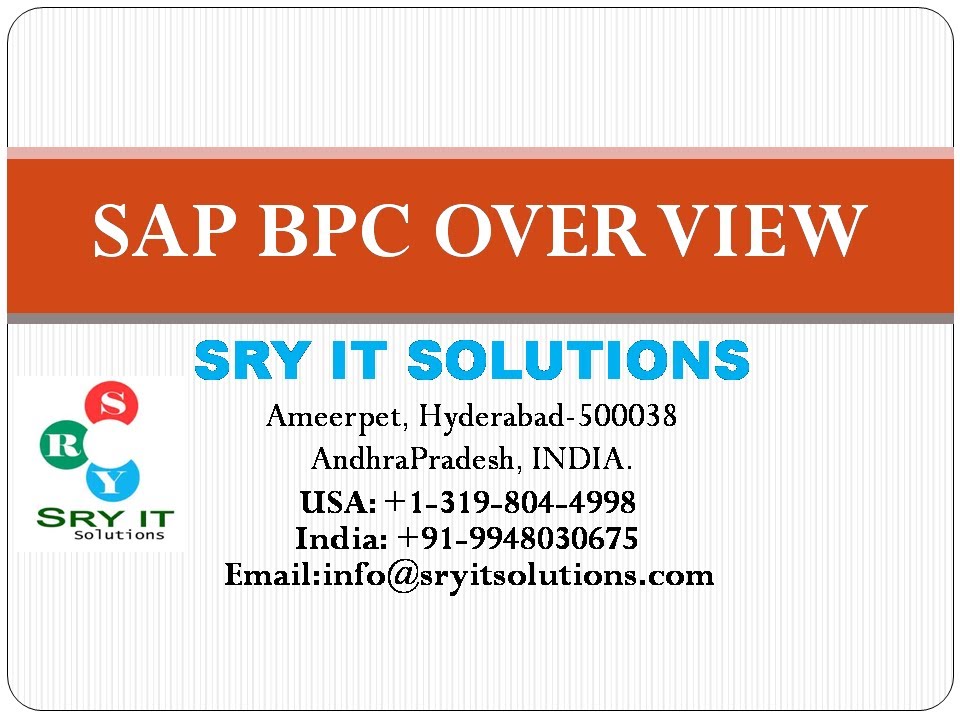 SAP BPC TRAINING DEMO |  BPC COURSE OVERVIEW | BPC ONLINE TRAINING | SRYIT SOLUTIONS