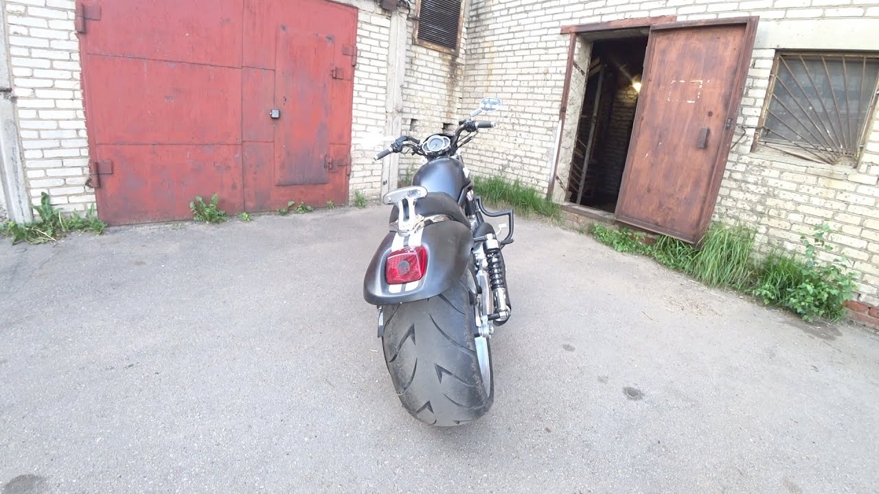 Установка широкого колеса на спортивный Harley-Devidson v-rod на узкой раме  kit 300