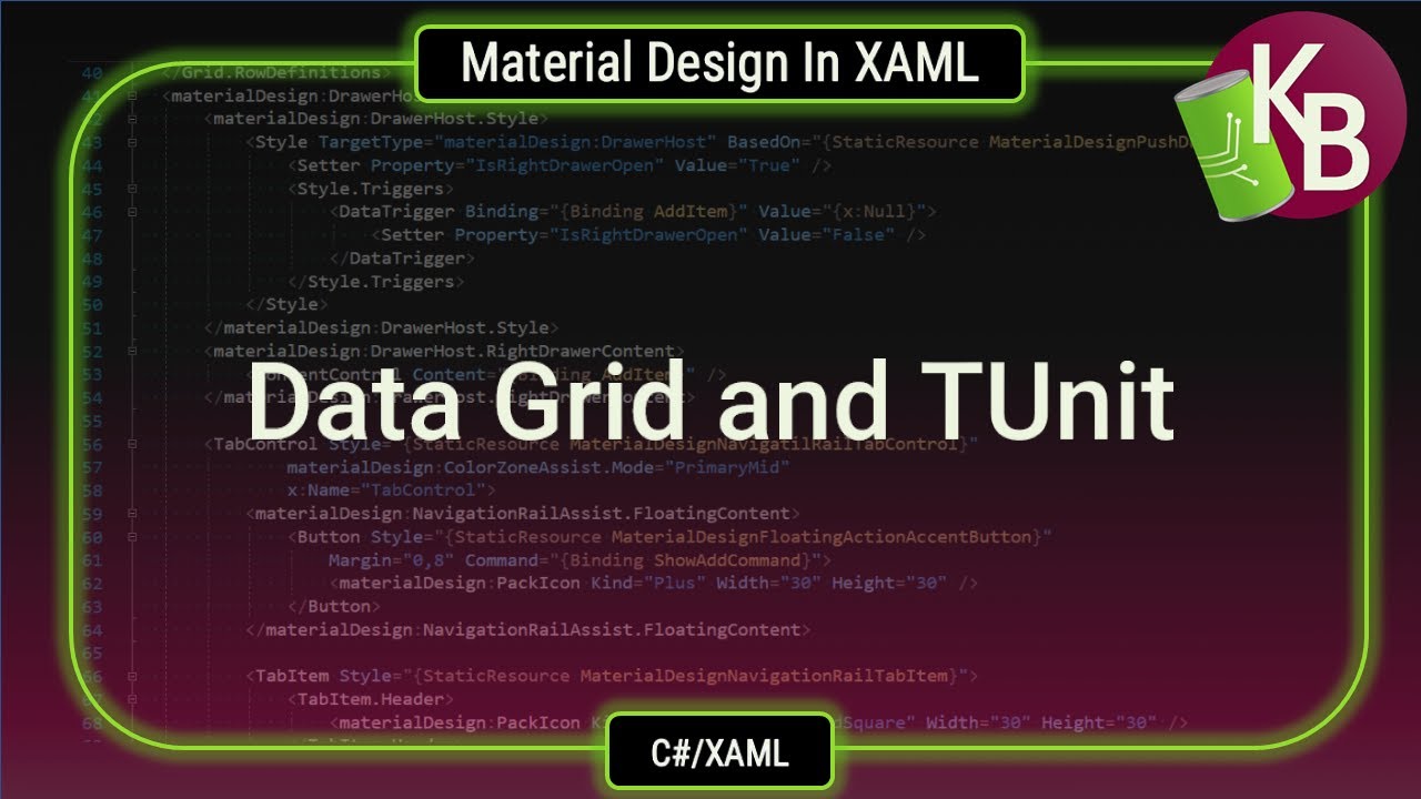 C#/WPF - Material Design, DataGrid and TUnit