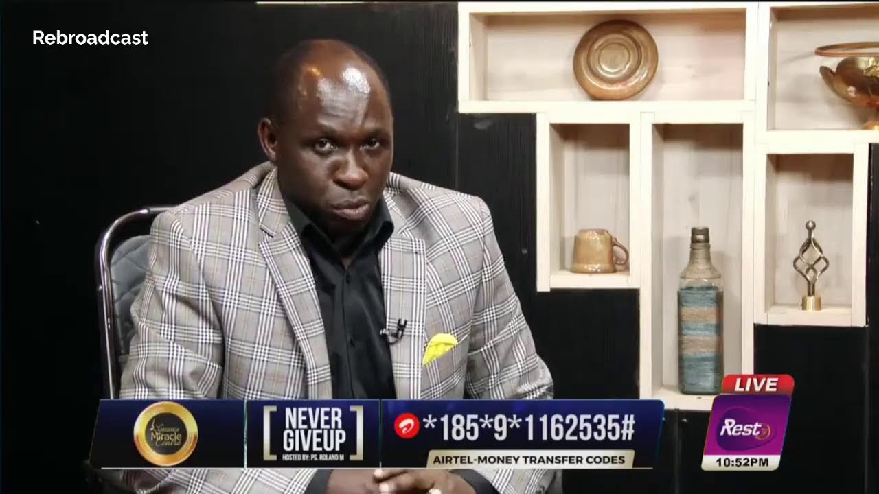 Pr. Joshua Godfrey Kuteesa shares his testimony on the 'Never Give Up' show hosted by Pr. Roland…