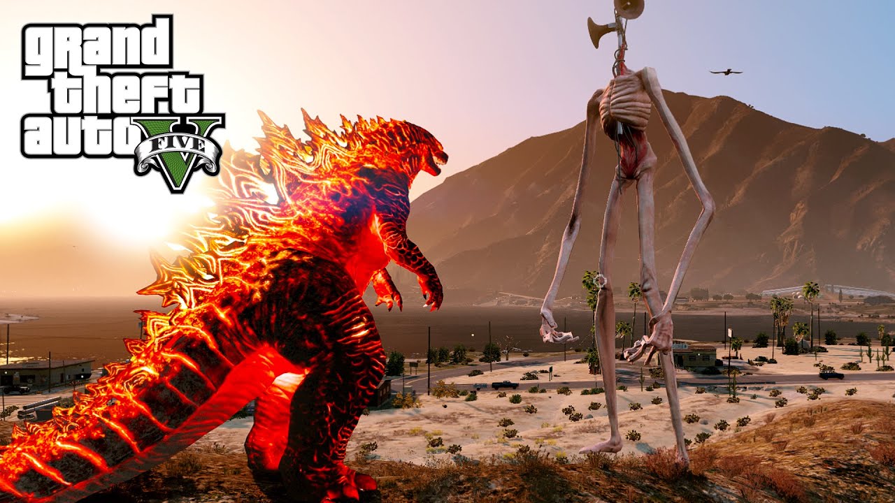 Nuclear Godzilla vs Siren Head GTA V Mods