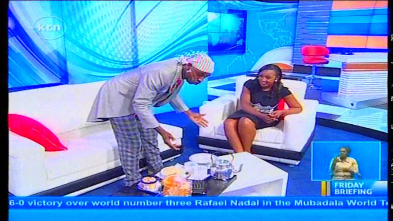 Nyambane and Betty Kyalo create a comical scene in studio