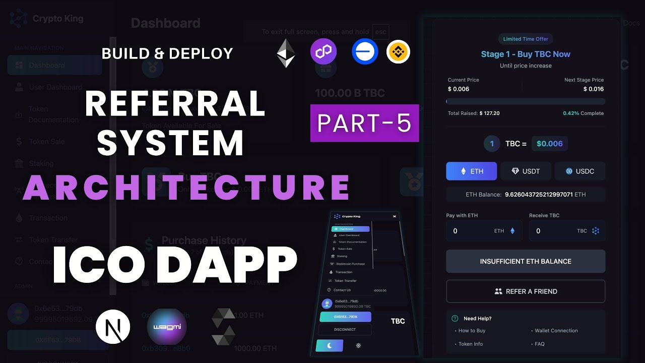 Build & Deploy an ICO DApp with a Referral System | Full Tutorial |  Solidity smart contract