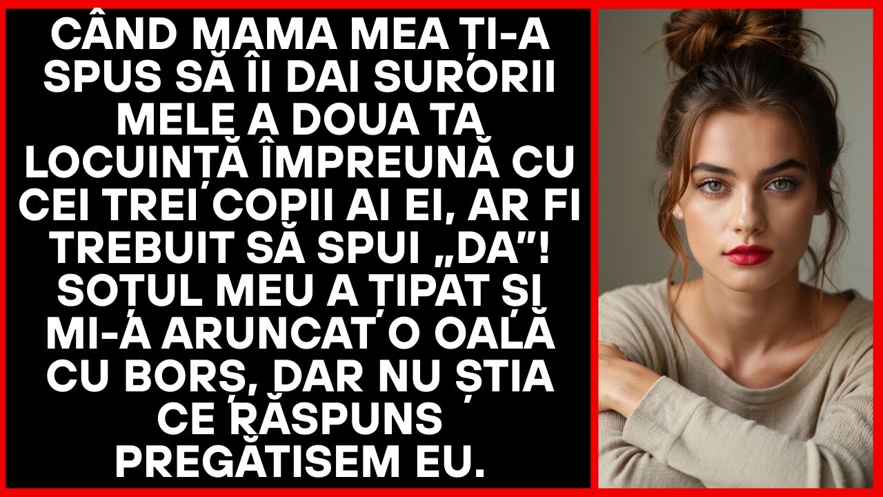 Când mama mea ți-a spus să dai apartamentul surorii mele, trebuia să spui DA! Soțul a strigat.