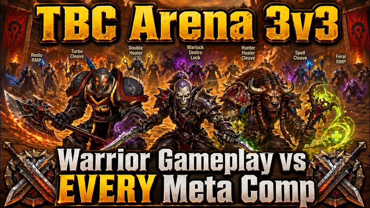 TBC Arena 3v3 Warrior Gameplay vs EVERY Meta Comp (WLP, WMD, WFR, WRD, WLD)