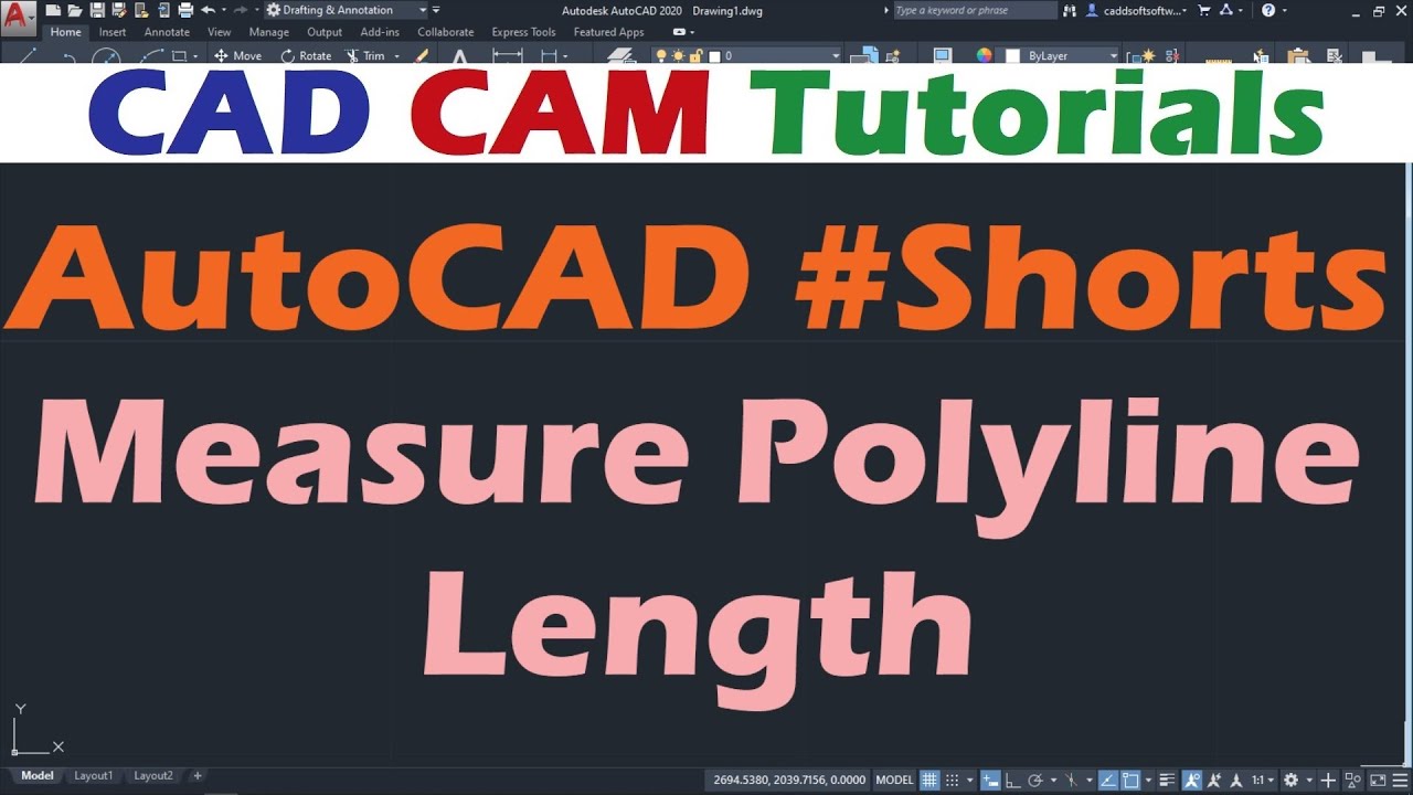 AutoCAD Measure Polyline Length #Shorts