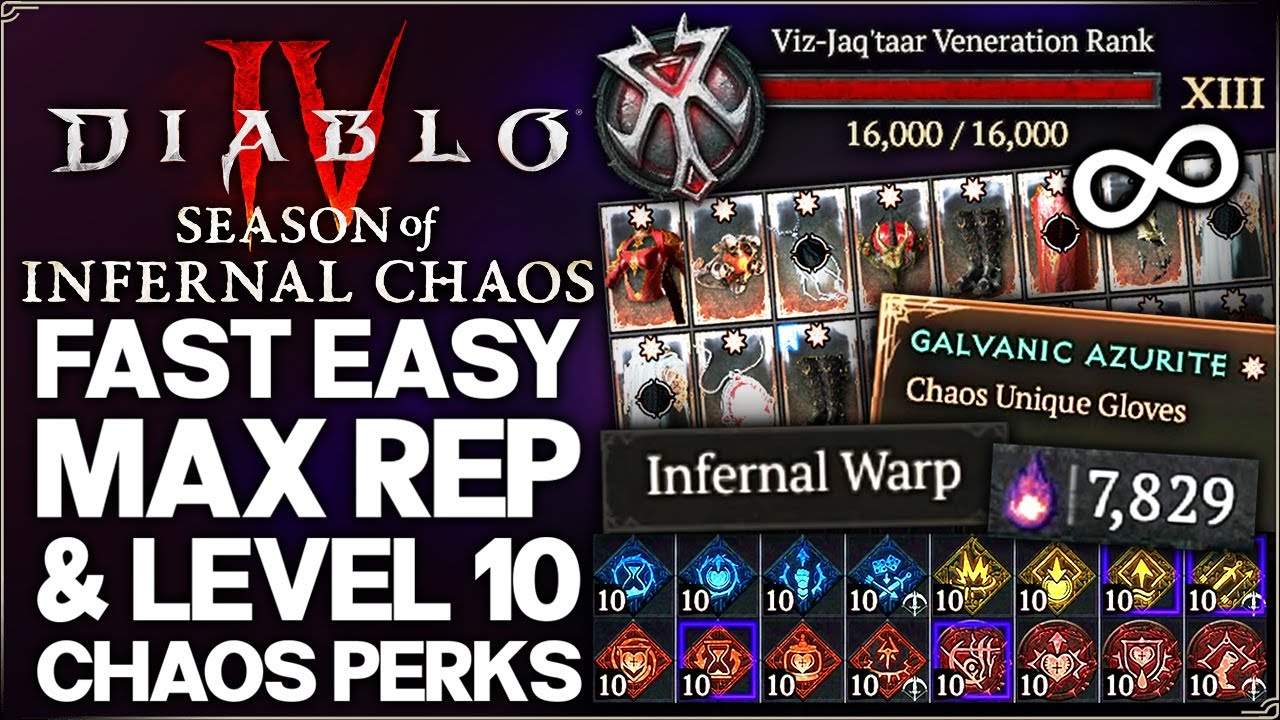 Diablo 4 - Fast MAX Level Chaos Perks Early - Easy Infernal Warp & Rep - Best Season 10 Farm Guide!