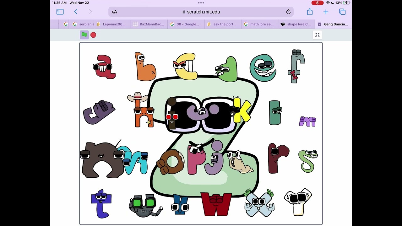 Lowercase Spanish alphabet lore are dancing el baile loco