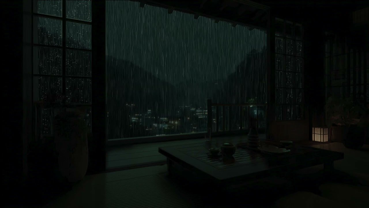 Endless Night Rain Ambience | Calm Dark Space for Insomnia Relief