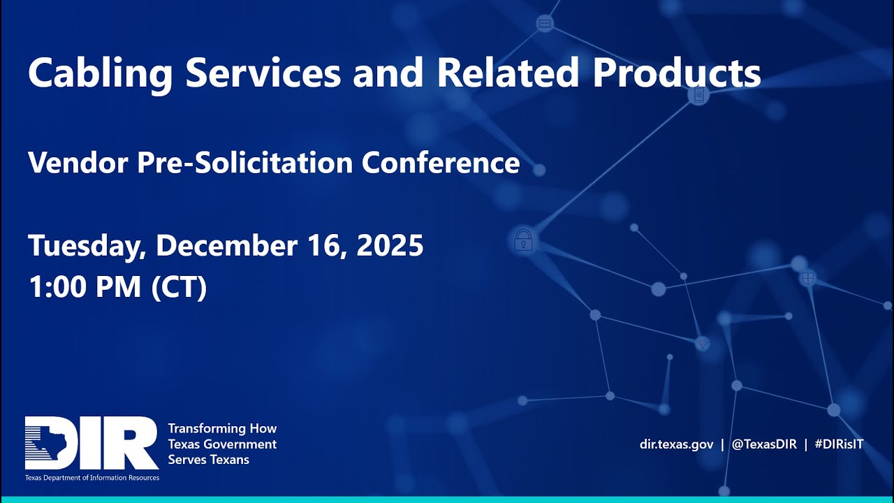 Pre-Solicitation webinar for Cabling Services and Related Products COOP2025RFO-00002