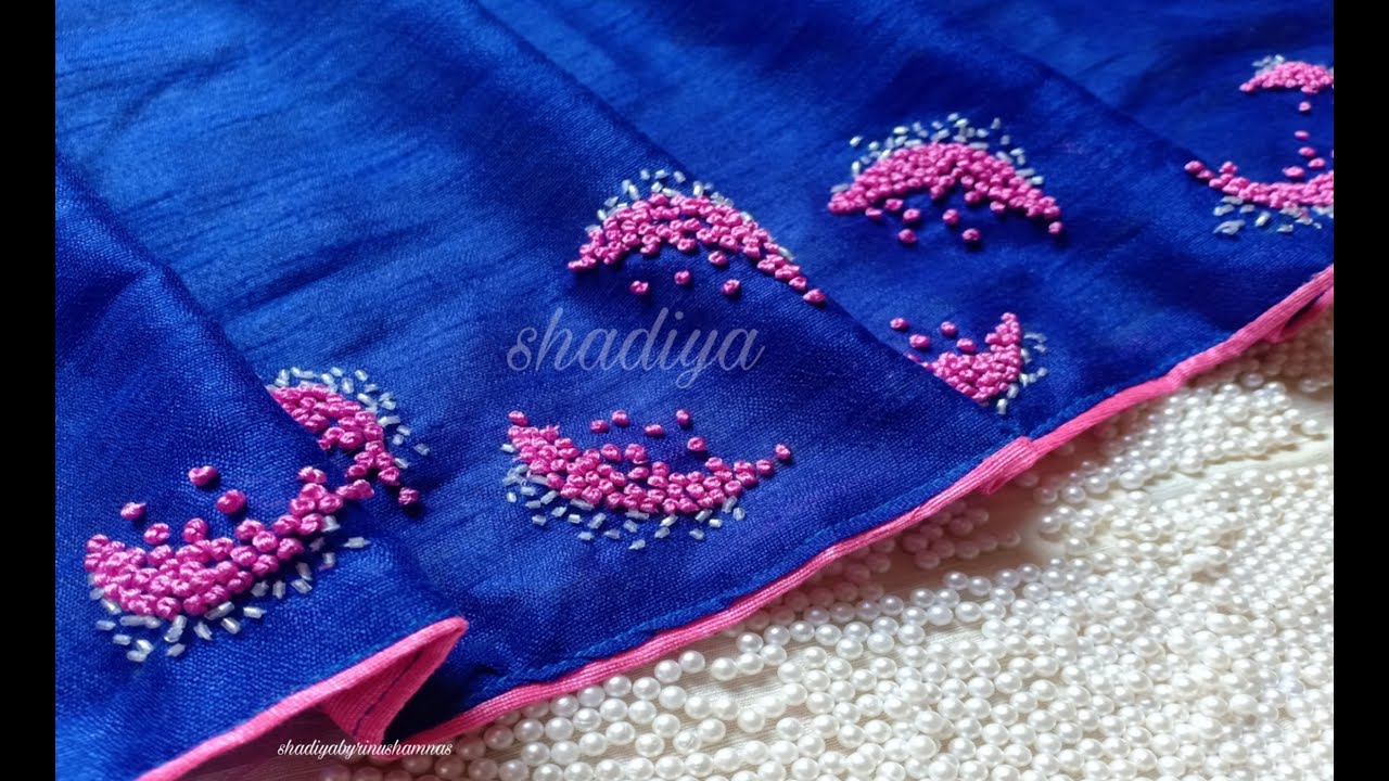 Beautiful and very easy saree border design with silk thread |embroidery saree design |shadiya