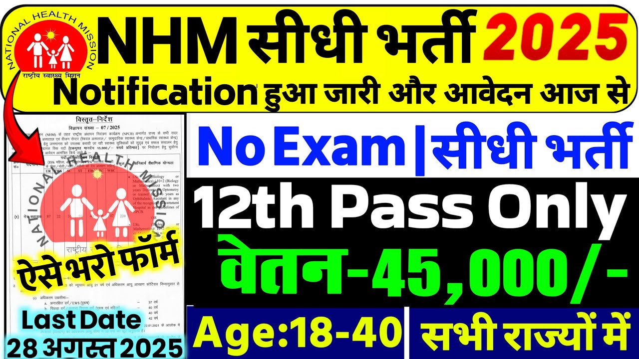 NHM Recruitment 2025 Out | NHM Vacancy 2025 | Govt Jobs Aug 2025 | 12th Pass | New Vacancy 2025
