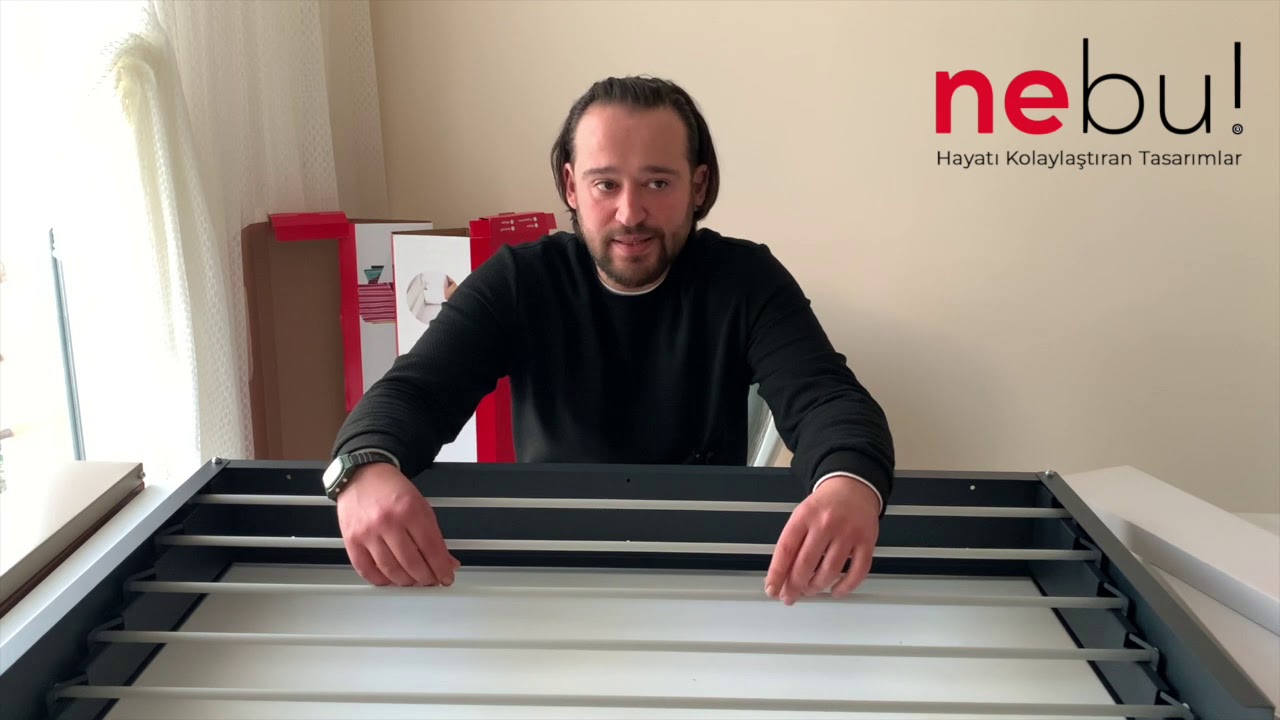 Nebu Large Anthracite 100 cm Çamaşır Kurutma Askısı Kutu Açılışı