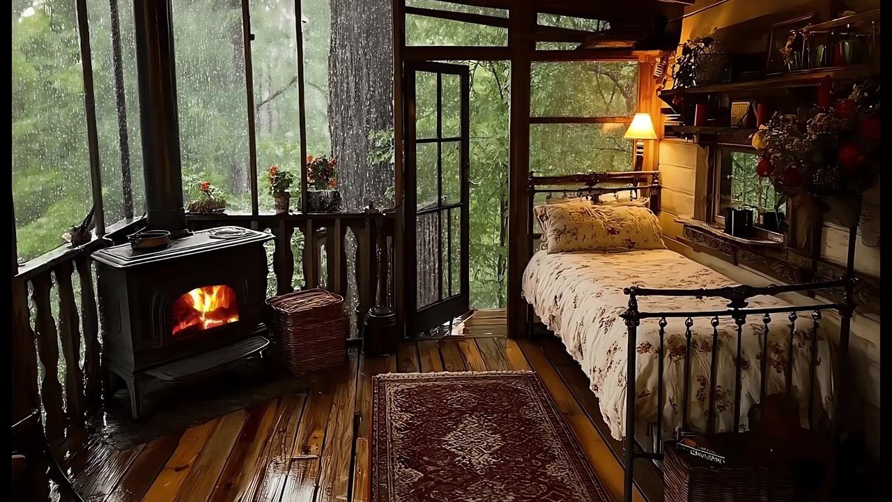 Dark Forest Night Rain & Thunder 🌧️ Relaxing Bedroom Ambience for Better Sleep