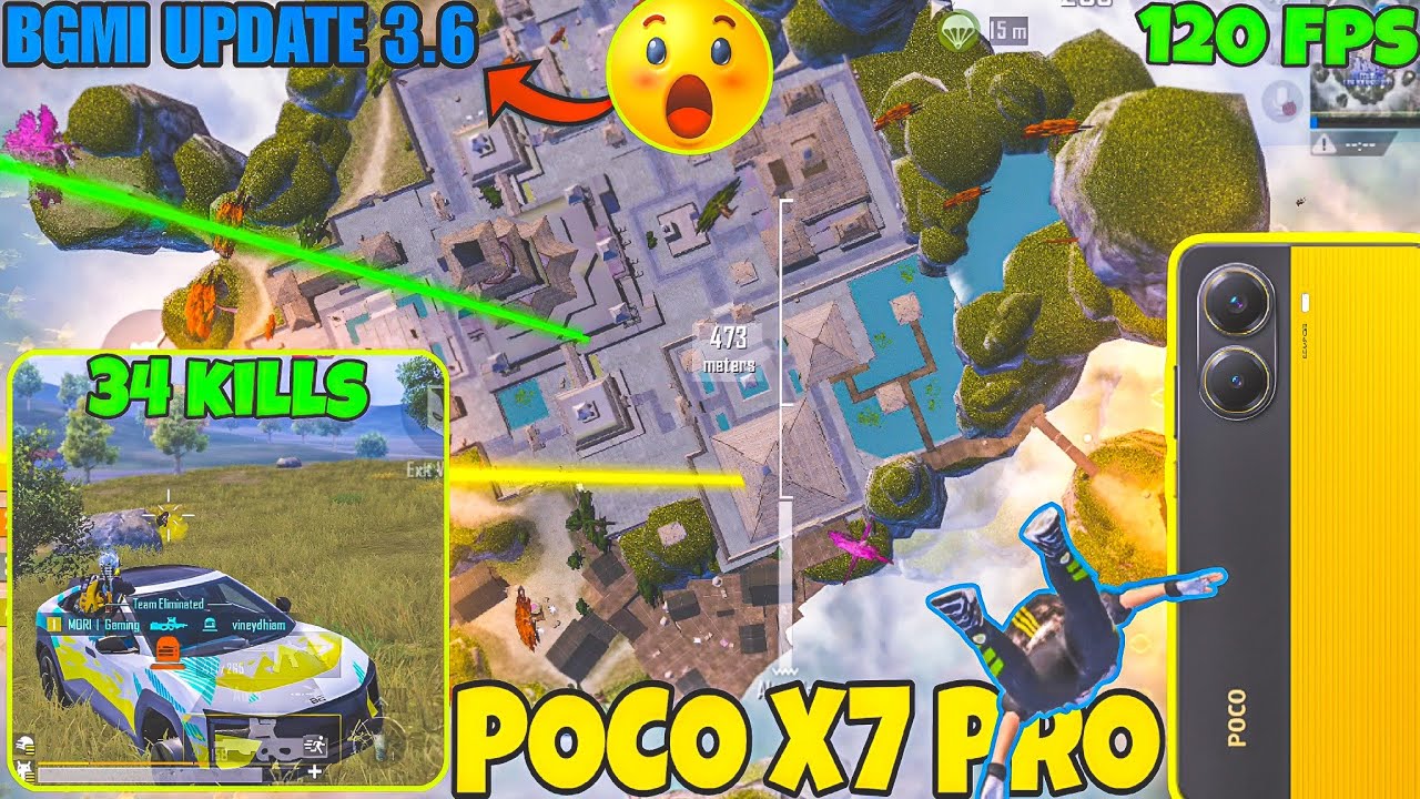 🔥POCO X7 PRO BGMI NEW UPDATE 3.6 GAMEPLAY | 120 FPS TEST #pocox6pro #handcam #bgmitest #morigaming