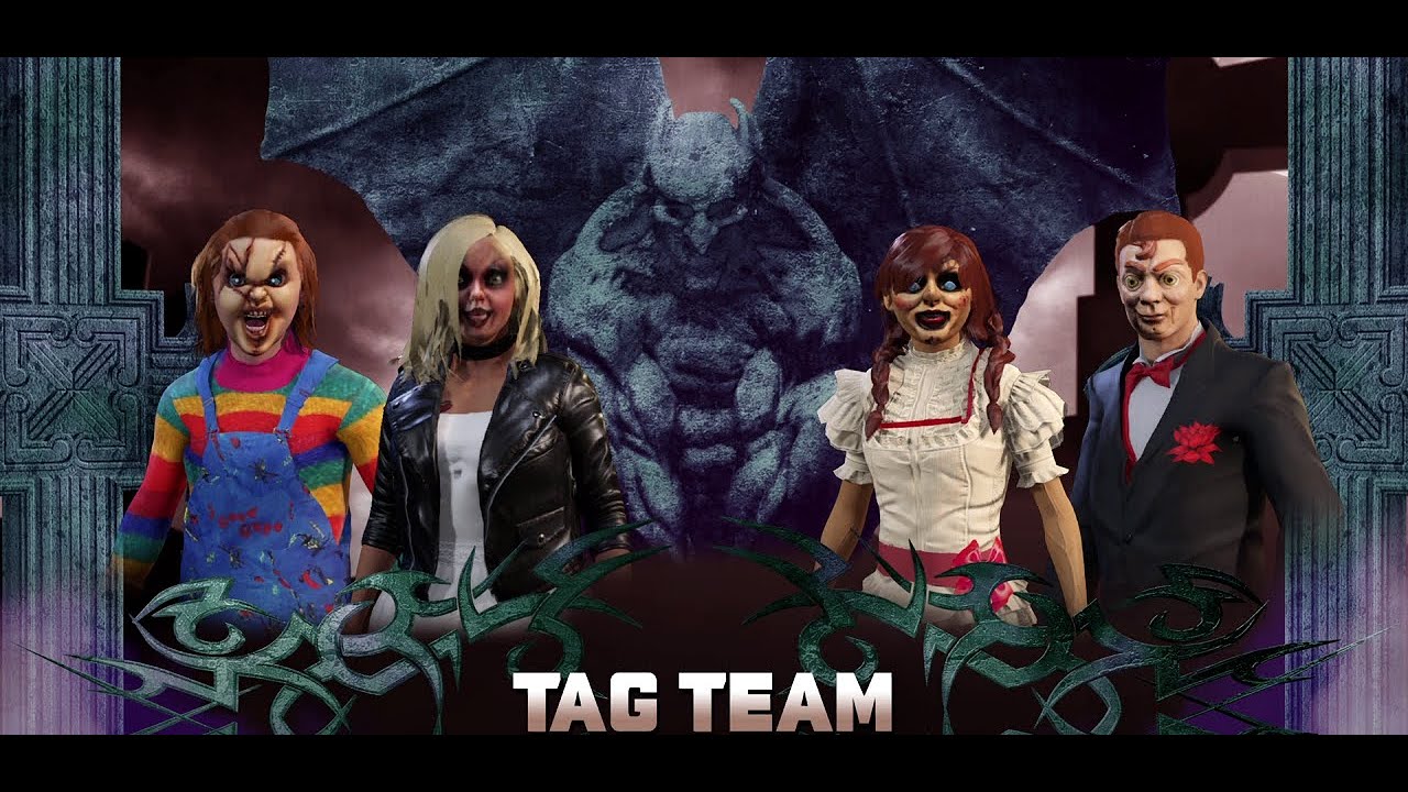 Chucky+Tiffany vs Slappy+Annabelle Halloween Havoc 2023 WWE2k PPV