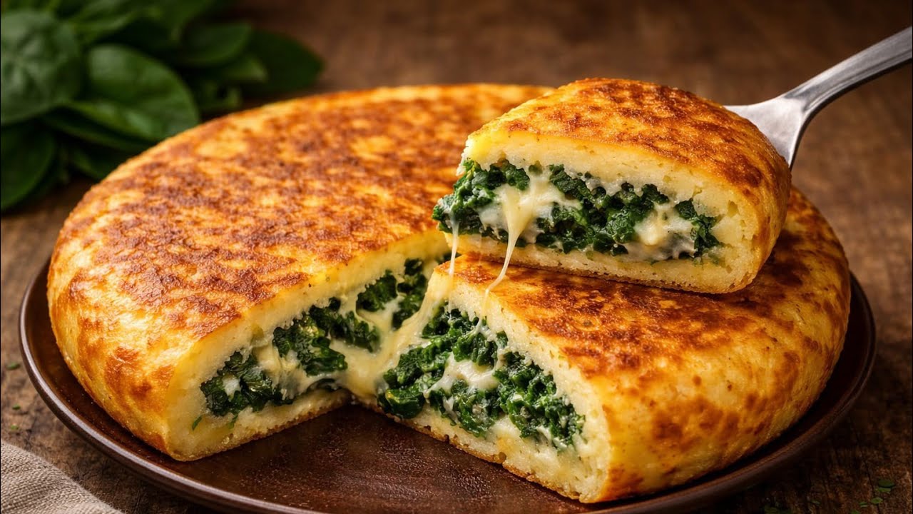 Oh my God… this is delicious!Just potatoes, spinach & cheese — everyone is looking for this recipe!