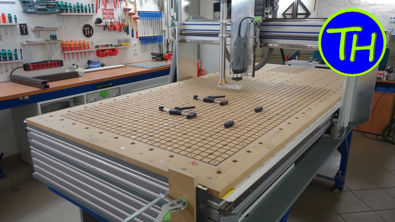 Homemade CNC Router with built-in vacuum table and holes like the Festool MFT table
