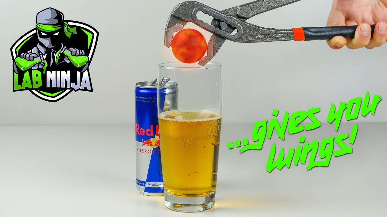 EXPERIMENT Glowing 1000 Degree Metal Ball VS Red Bull