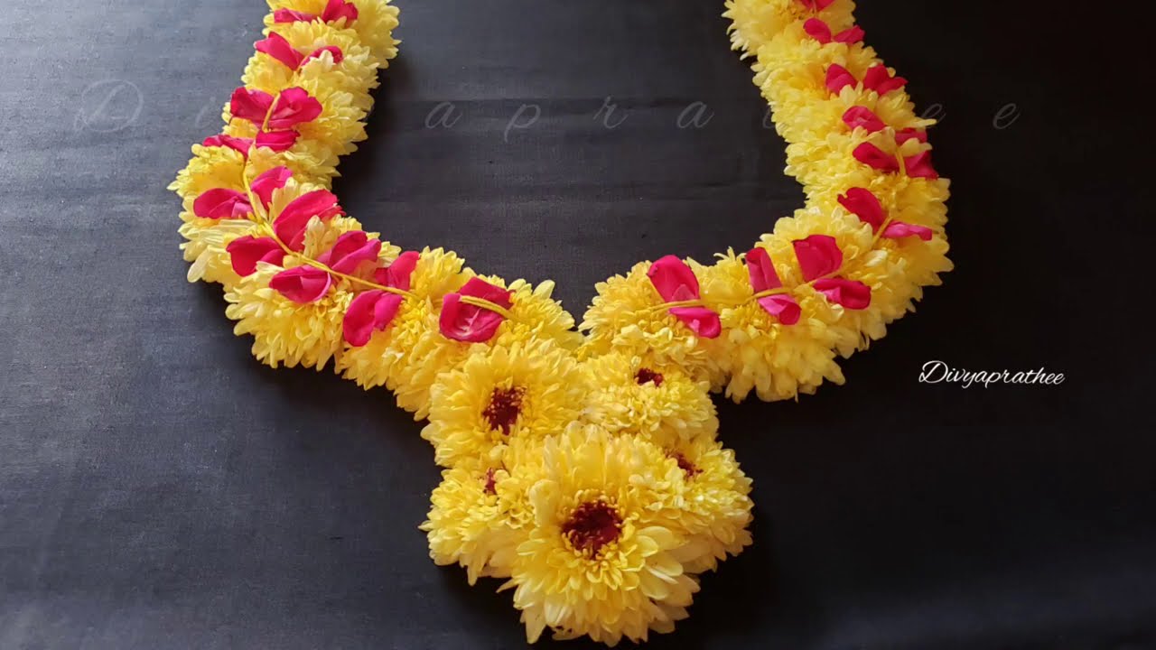 Easy flower mala for God/chrysanthemum flower/சாமந்திப்பூ/fresh flower Garland/DIY video/veni/Gajra