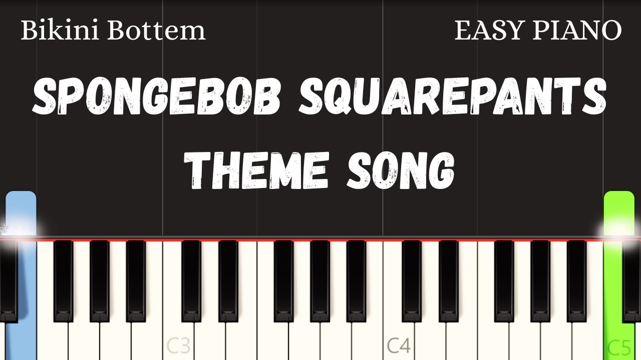 SpongeBob SquarePants Theme Song | Right Hand Only Easy Piano Tutorial for Beginners
