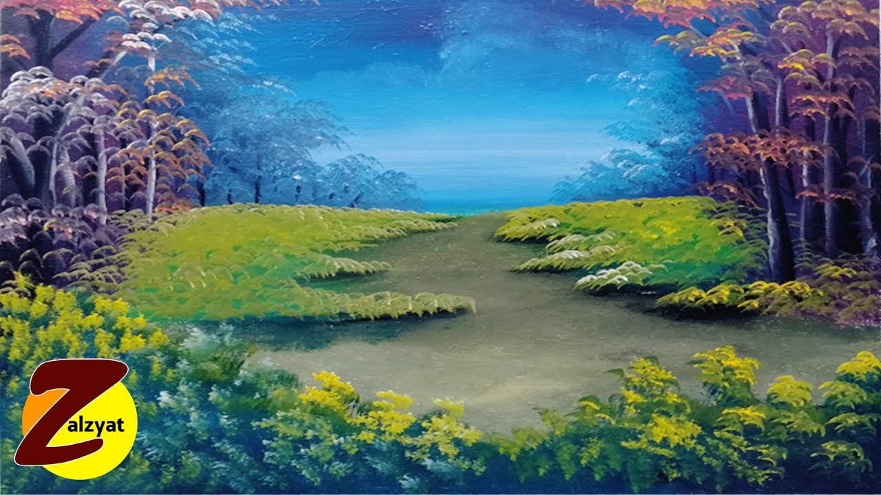 رسم منظر طبيعى خفيف وسهل