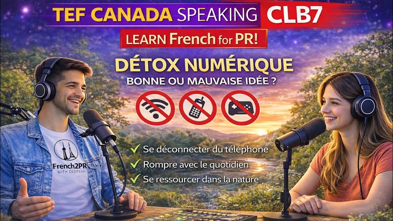 CLB 7🔥 Repeated TEF topic (Social media detox) TEF Canada Speaking Section B (Human)