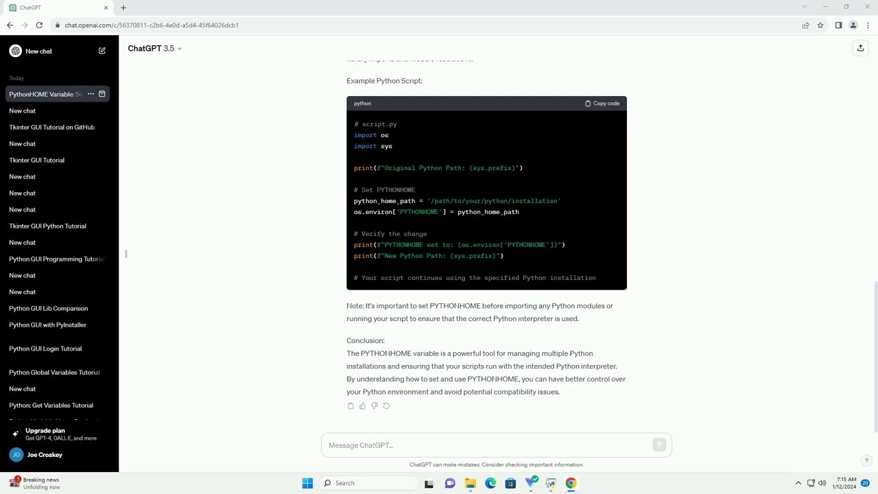 python home variable