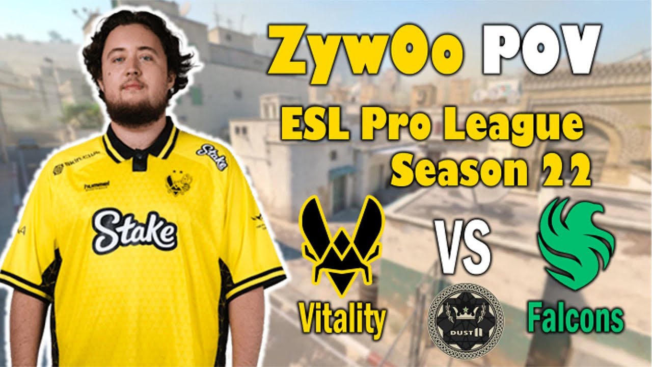 🔥 ZywOo POV – Vitality vs Falcons | ESL Pro League Season 22 | Map DustII #cs2 #zywoo