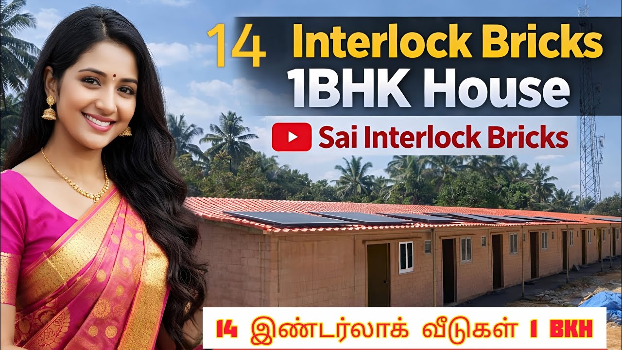 14 வீடு Interlock Bricks Houses 1BHK Construction 🔥40% Cost Save💸Sai Interlock Bricks