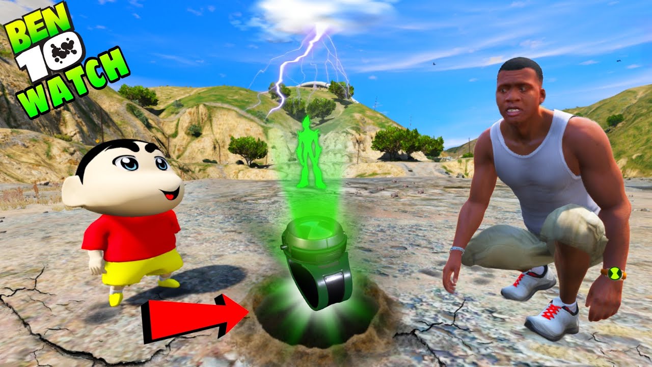 GTA 5 : Shinchan & Franklin Become New Ben 10 Alien | Shinchan Find Ben 10 Omnitrix Watch
