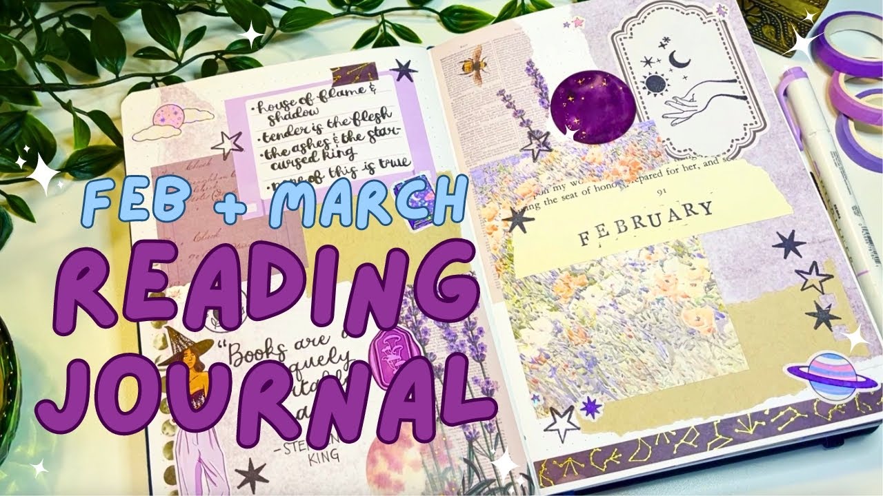 February Reading Journal Spreads + March Setup 💜