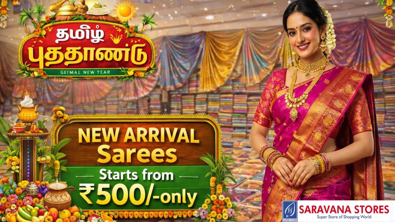 Saravana Stores || Tamil puthandu|| New arrival sarees starts at ₹500/- || summer spl 🛍️🛒