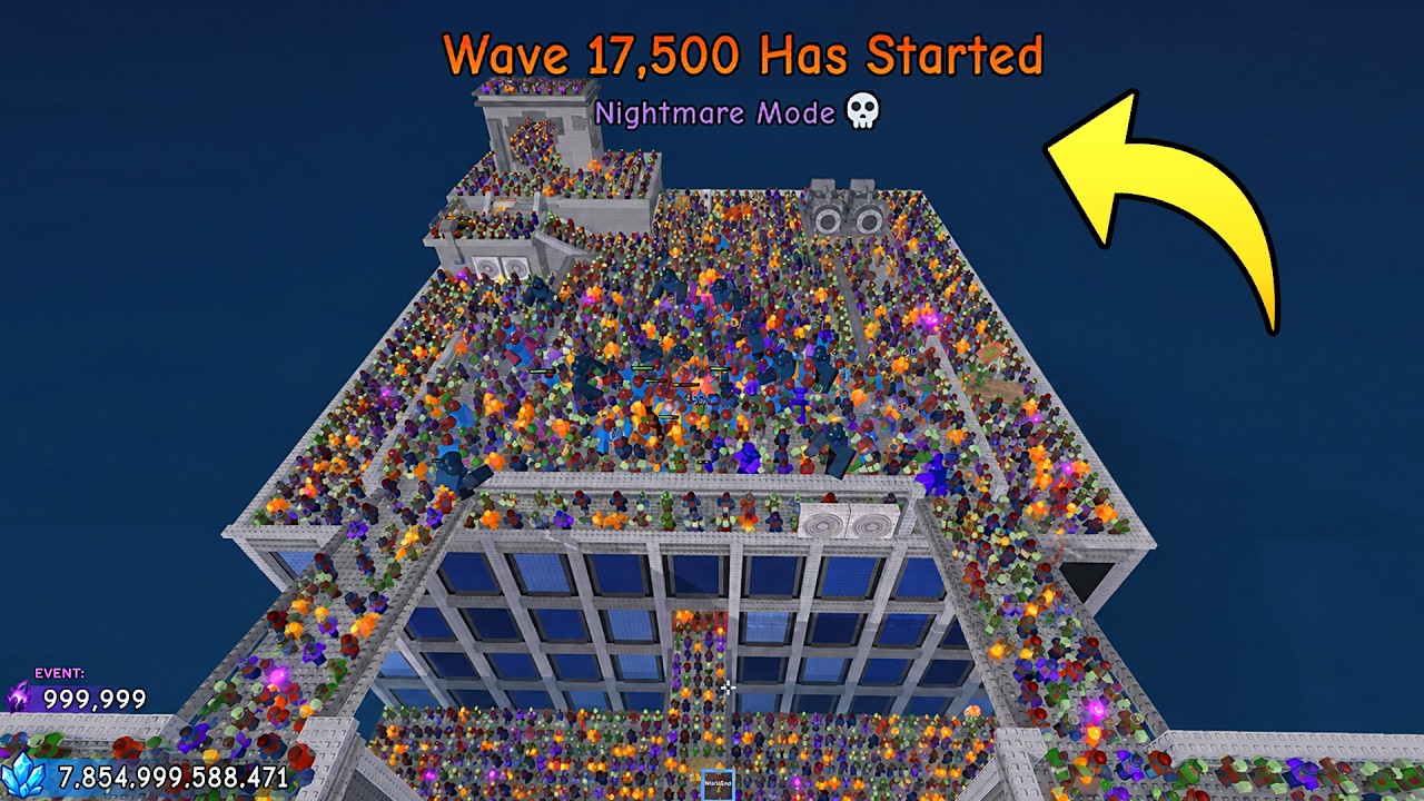 Я выжил 17500 волн в кошмарном режиме в Survive Zombie Arena в Roblox