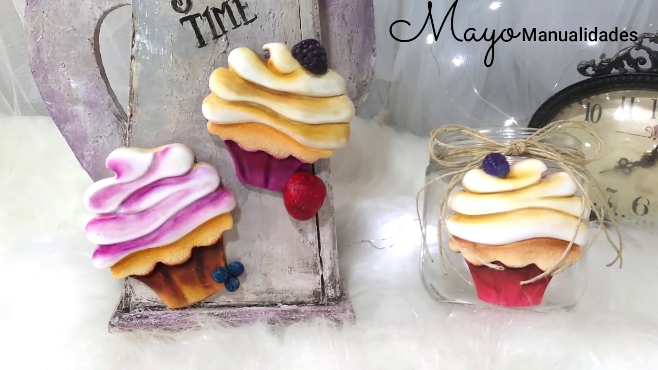 Cómo hacer un cupcake de porcelana fría |  How to make a cold porcelain cupcake | pasta flexible