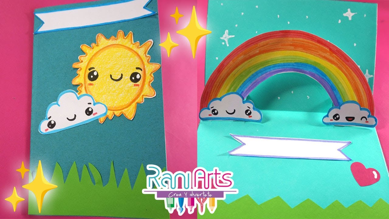 Haz esta TARJETA DE ARCOIRIS POP-UP super fácil para cualquier ocasión - DIY - EASY RAINBOW CARD!