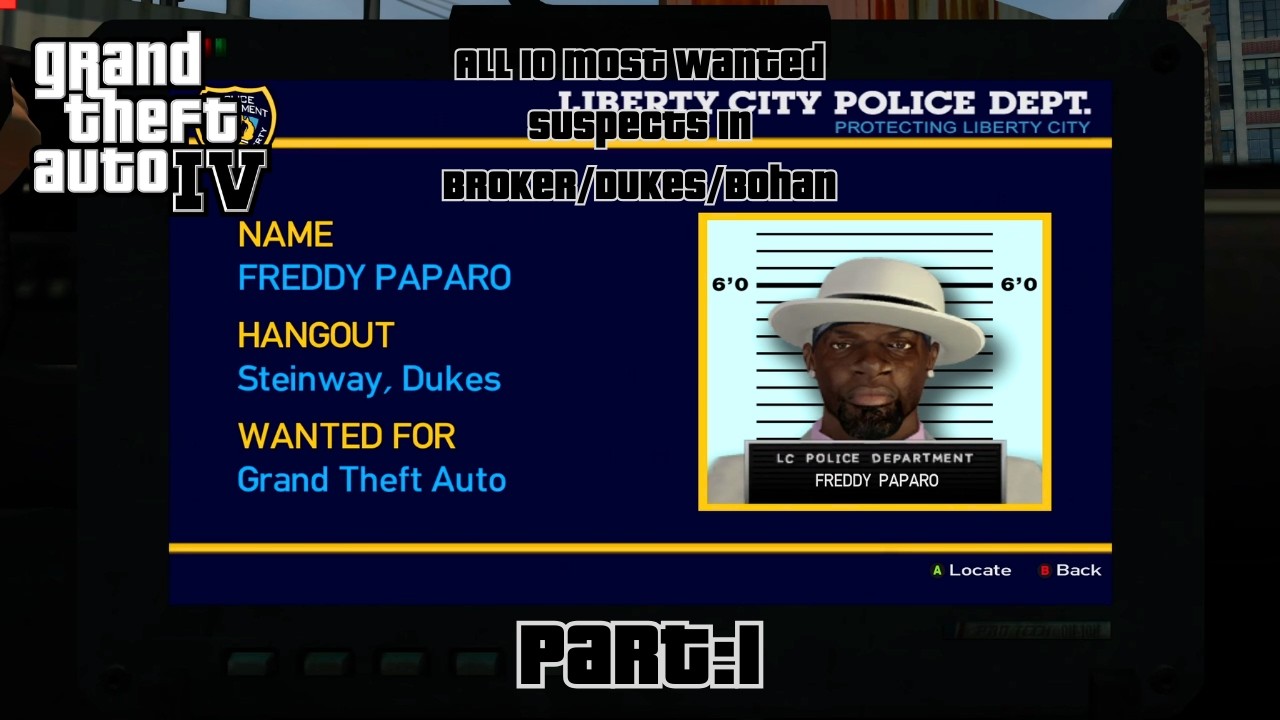 All 10 Most Wanted Suspects In Broker/Dukes/Bohan Achievement Progression Part: 1 - GTA IV PC