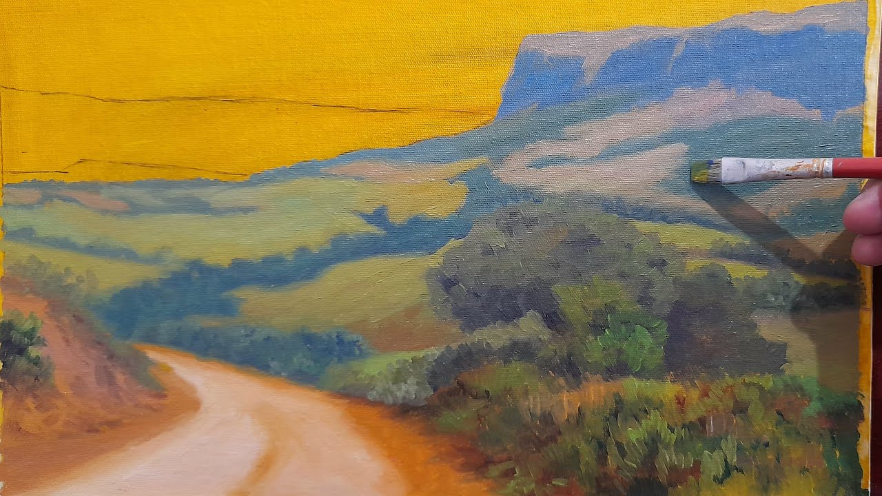 COMO PINTAR UMA PAISAGEM COM MONTANHAS  / PASSO A PASSO / SERRA DA CANASTRA  / A 5