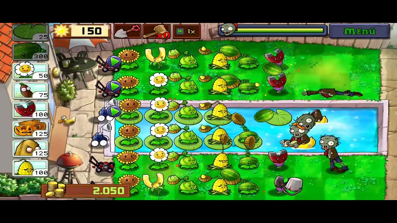 Plantas vs zombies supervivencia piscina 