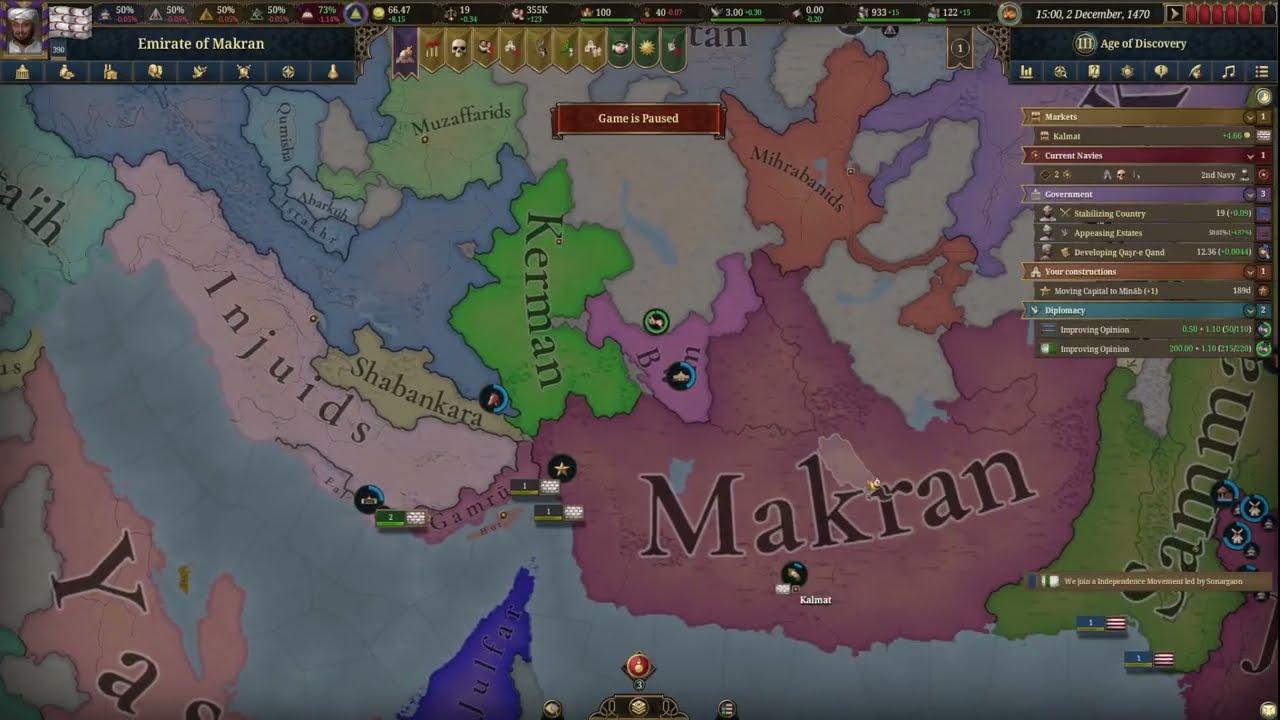 EU5 [v1.1]: Makran Can Into Persia? - 5 - We Need a Standing Army and Navy
