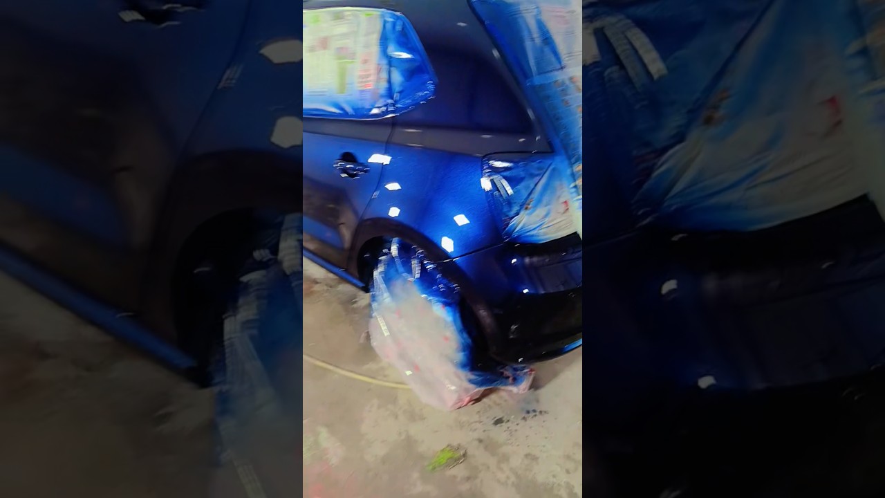 Volkswagen Polo car painting blue colour
