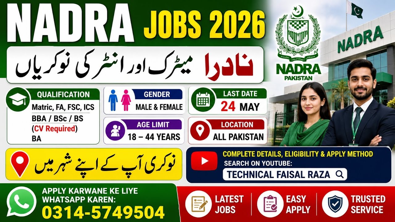 NADRA Jobs 2026 | Matric To Graduation Jobs | How To Apply Online | Complete Details